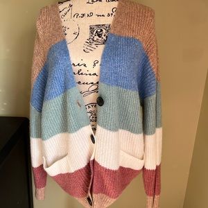 AMERICAN EAGLE colorblock oversized cardigan